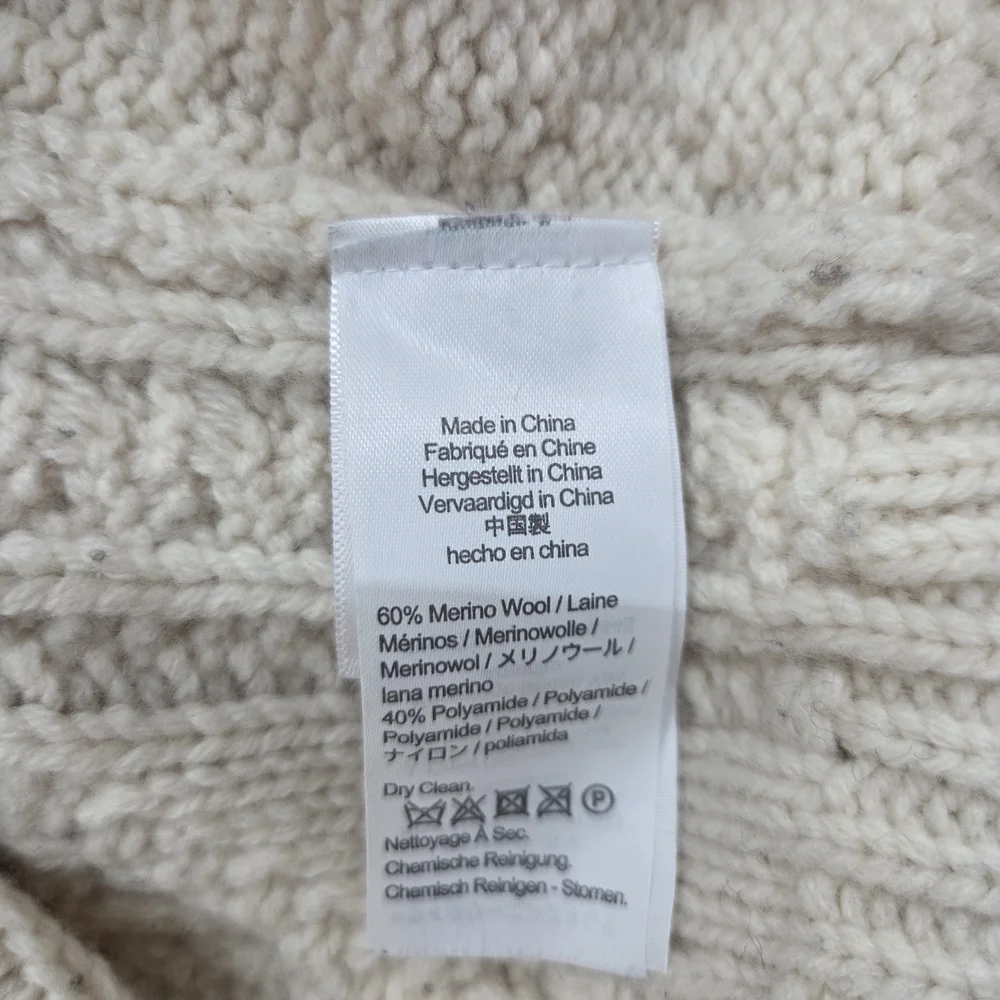 J.Crew Rugged‎ Merino Cable Knit Vest Cream Wool Blend Size M